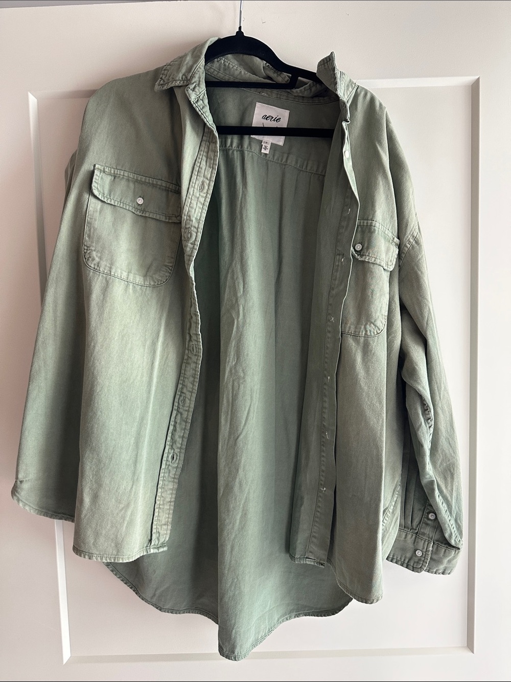 aerie Oversized Sage Green Shirt Jacket